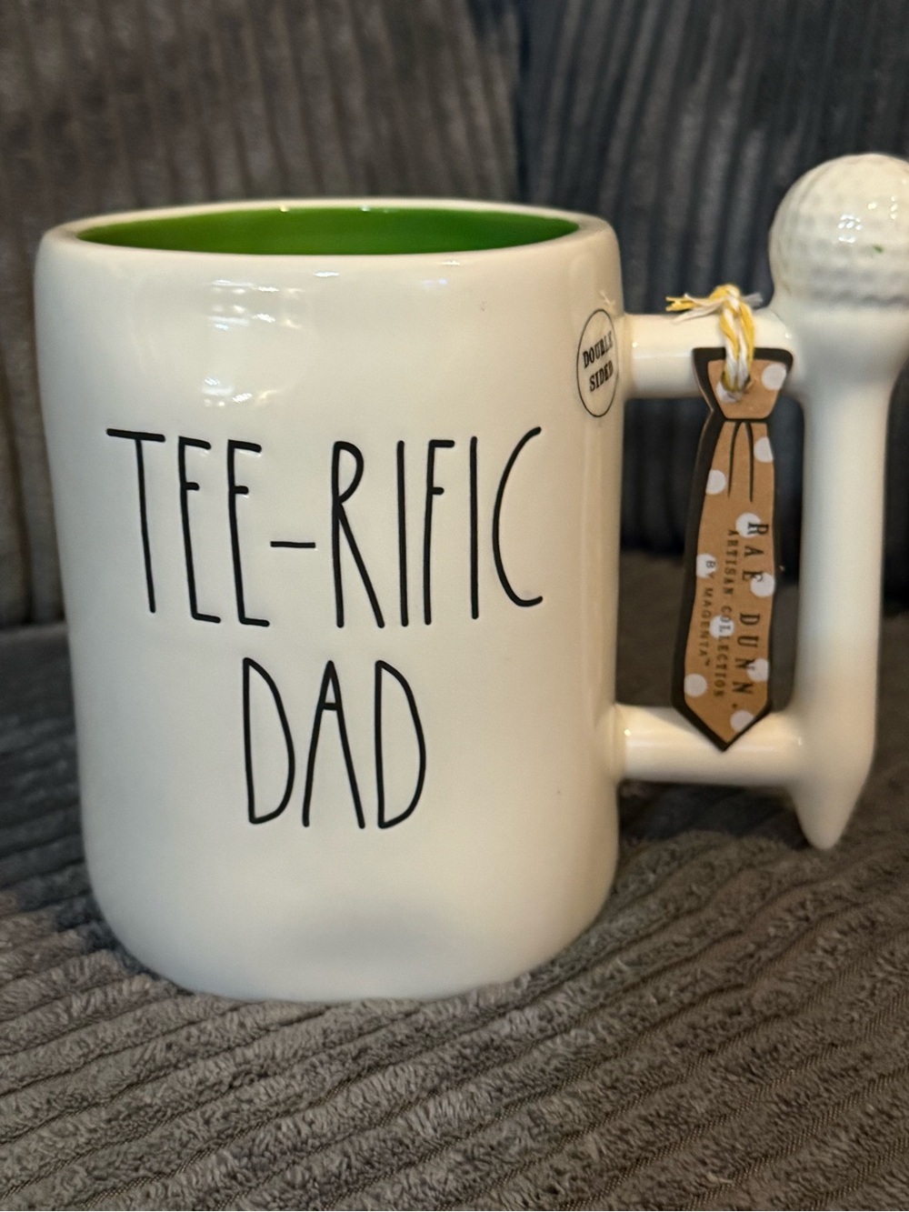 Rae Dunn White and Green ‘Tee-Rific Dad’ Golf Mug- Father’s Day